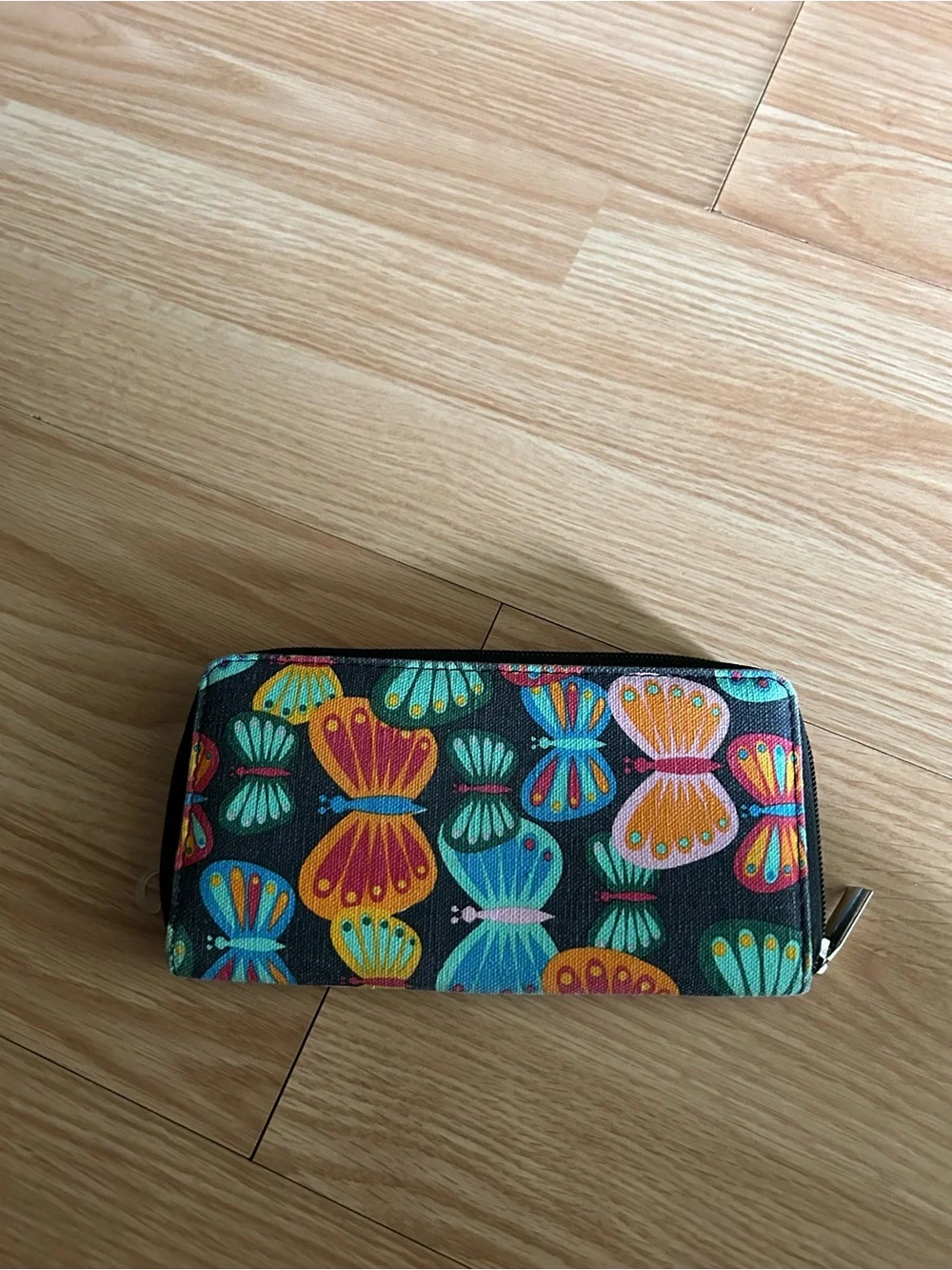 Vibrant Multicolored Butterfly Patterned Continental Wallet